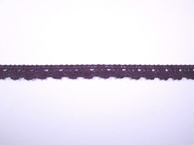Lint paars 12mm p/mtr kant katoen geschulpt 