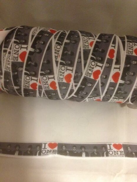 Elastiek one direction 15mm p/mtr grijs/zwart