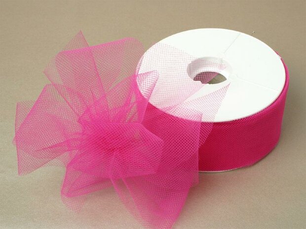 Lint tule fuchsia/roze 50mm p/5mtr
