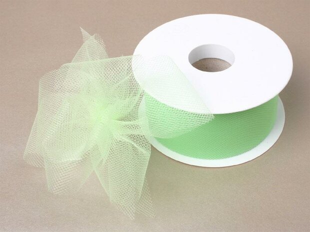 Lint tule lichtgroen 50mm p/50mtr