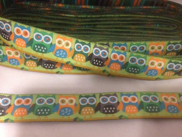 Lint groen uil vleugel in vleugel 15mm p/m gewoven