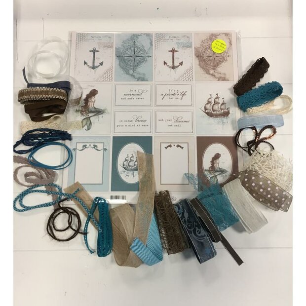 Lintenset petrol/blauw/bruin 50cm p/24st