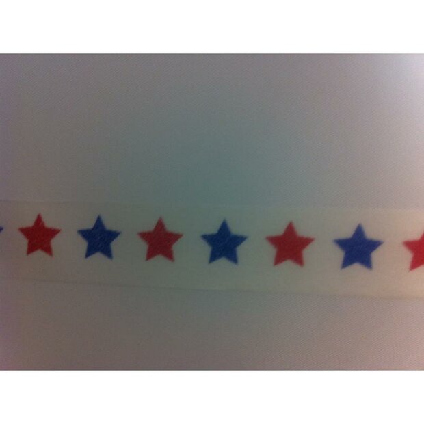 Masking tape  rood/blauw ster groot 15mm p/10m