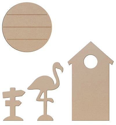 MDF Strand set: Flamingo StrandhuisWegwijzer + Decowood voet rond p/set