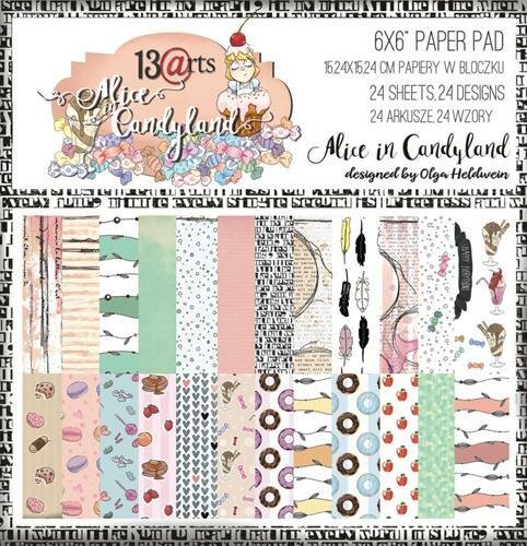 Paper pad 15x15cm Alice in Candyland p/24vel
