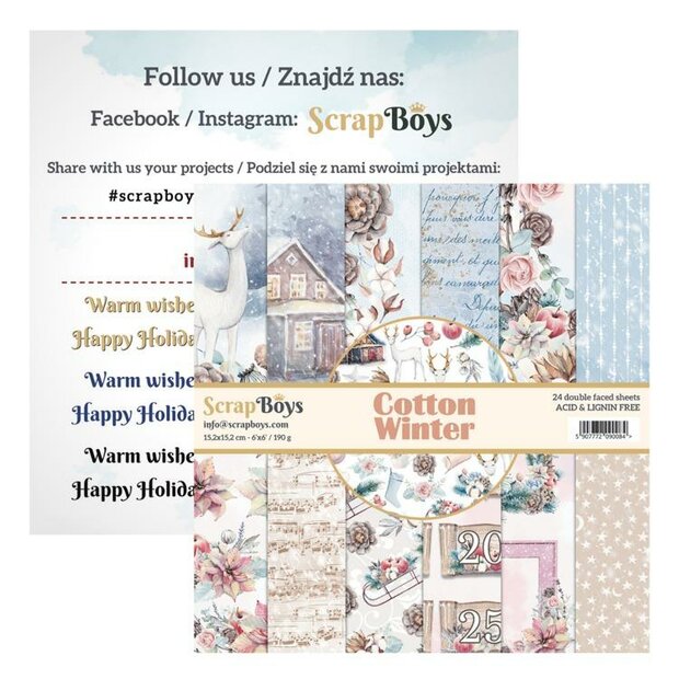 Paper pad 15x15cm Cotton Winter p/24vel