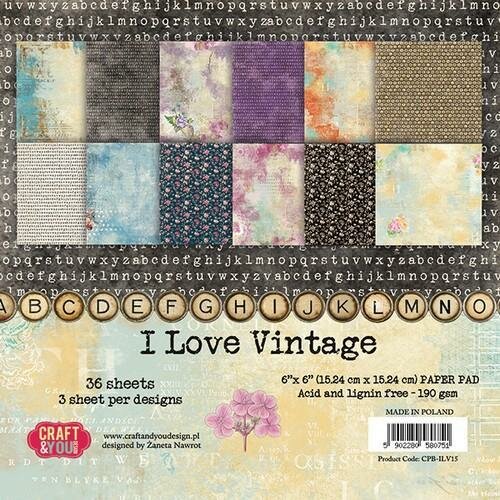 Paper pad 15x15cm I Love Vintage p/36vel