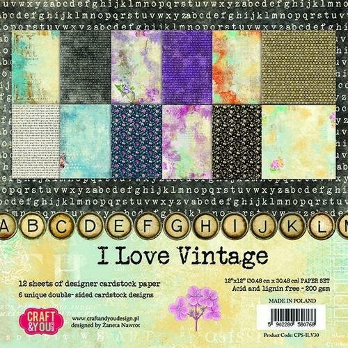 Paper pad 30.5x30.5cm I Love Vintage p/12vel
