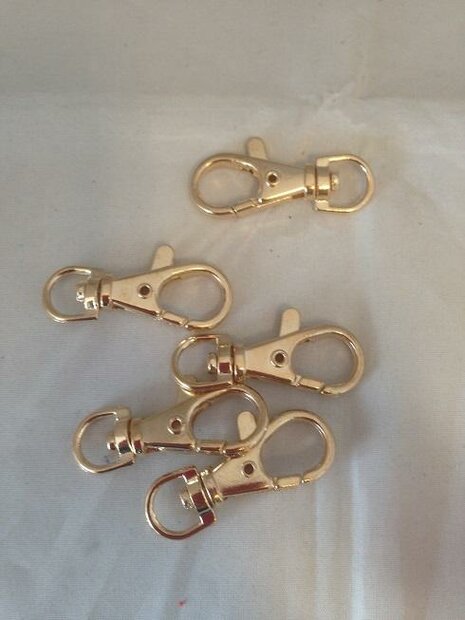 Musketon haken 32mm p/st goud