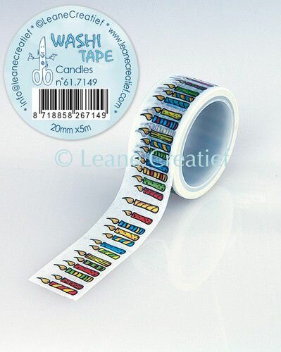 Masking tape kaarsjes 20mm p/5m wit/gekleurd