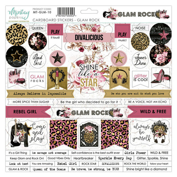 Cardboard Stickers Glamrock 30.5x30.5cm p/vel
