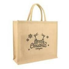 Draagtas 40x15x30cm p/st Jute kerstmis met gewei 