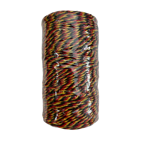 Touw zwart/rood/geel 2mm p/100mtr bakery twine