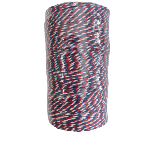 Touw rood/wit/blauw 2mm p/100 mtr bakery twine