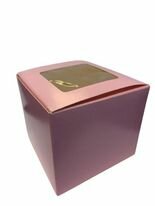 Cupcakedoos roze 90X90x80mm p/5st met venster