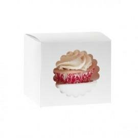 Cupcakedoos wit 90X90x80mm p/2st met venster