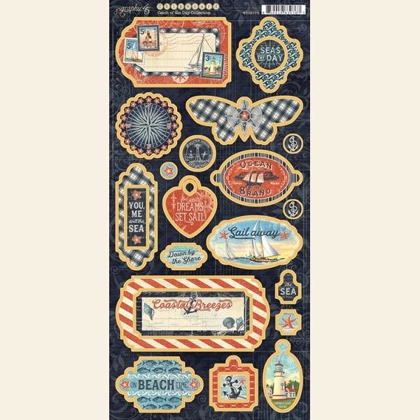 Chipboard Catch of the day 15x30cm p/set