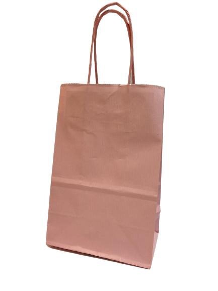  Draagtas 14x7x19cm lichtroze p/50st papier gedraaid