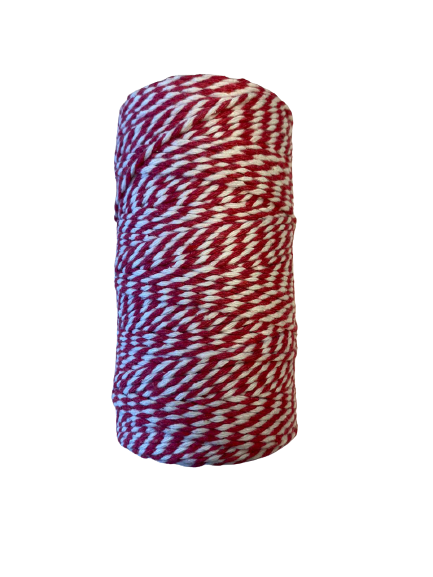 Touw fuchsia/wit 2mm p/100mtr bakery twine