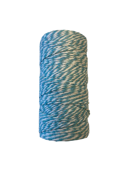Touw lichtblauw/wit 2mm p/100mtr bakery twine