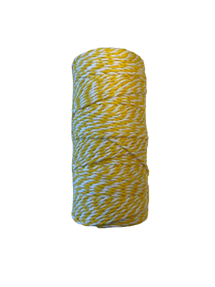 Touw geel/wit 2mm p/100mtr bakery twine