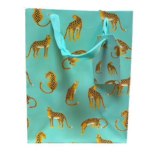 Draagtas aquagroen luipaard 18x10x23cm p/st