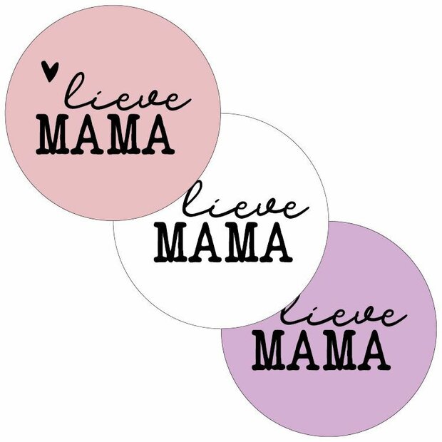 Sticker Lieve Mama assorti 3st 40mm p/20st wit