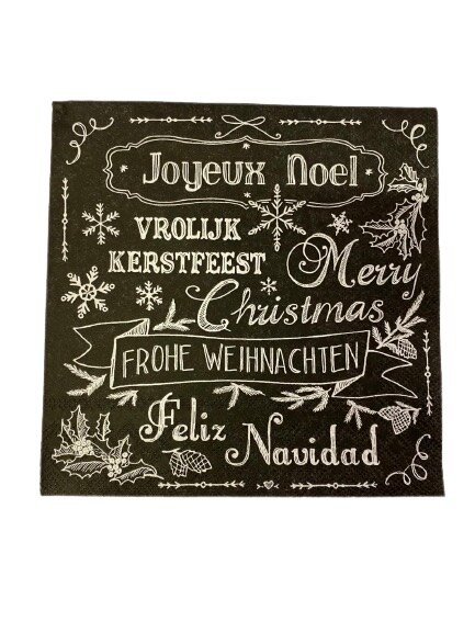 Servetten kerstfeest zwart 33x33cm p/20st