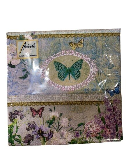 Servetten vlinder medaillon 33x33cm p/20st