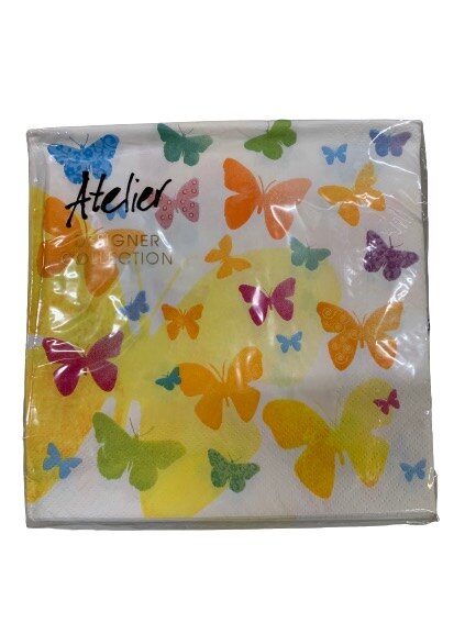Servetten vlinder oranje 33x33cm p/20st