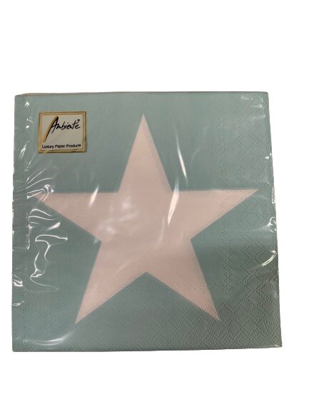 Servetten blauw ster 33x33cm p/20st lichtblauw