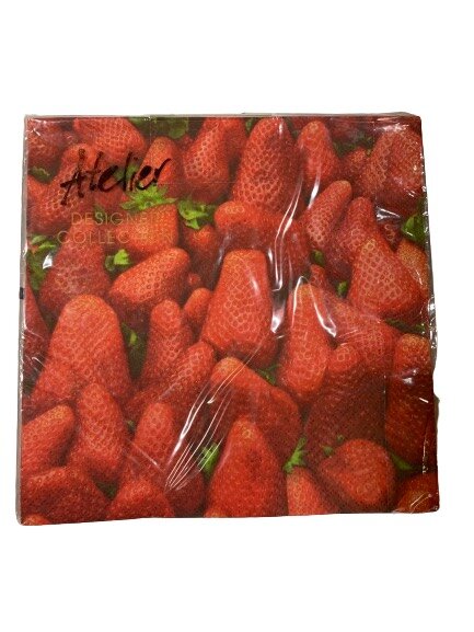 Servetten aardbeien 33x33cm p/20st