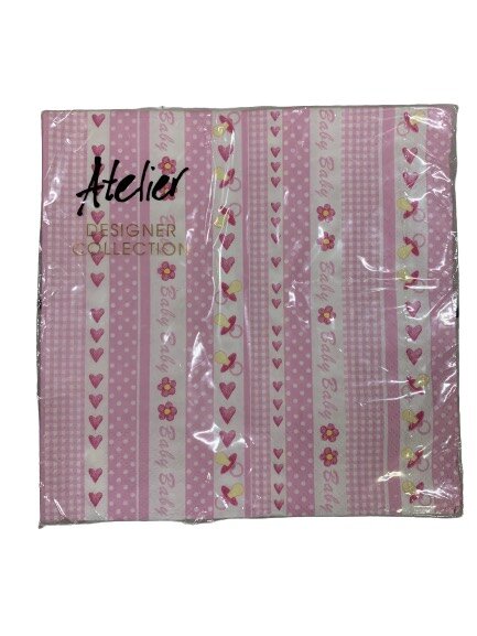 Servetten baby roze 33x33cm p/20st