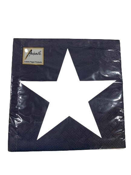 Servetten blauw ster 33x33cm p/20st donkerblauw