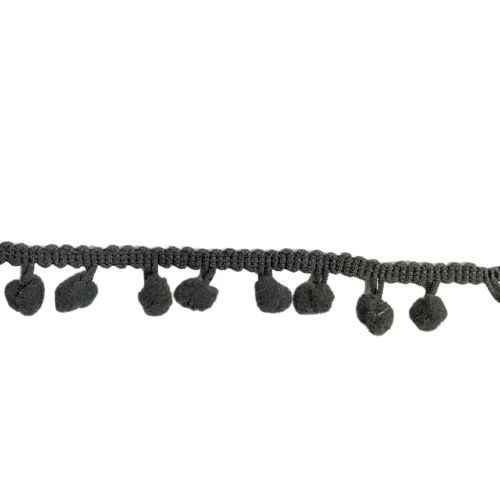 Pompom band middengrijs p/mtr bolletjesband midden