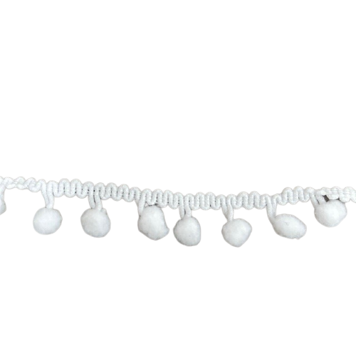 Pompom band wit p/mtr bolletjesband midden