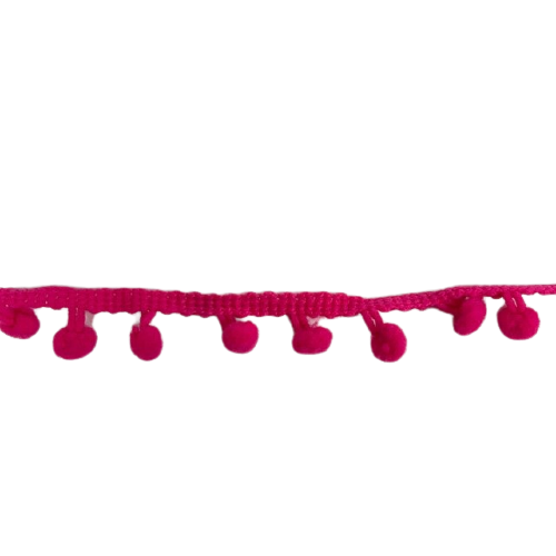Pompom band fuchsia p/mtr bolletjesband midden
