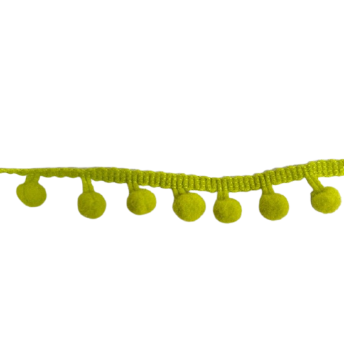 Pompom band limegroen p/mtr bolletjesband midden