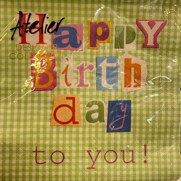 Servetten happy birthday groen 33x33cm p/20st