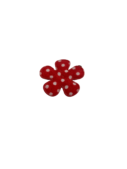 Bloemen rood stof met stip 25mm p/4st