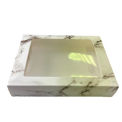 Doos met venster marmer 13.5x17.5x3.5cm p/st