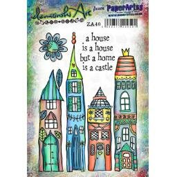 Rubber stamp 4 huizen A5 p/st zinski art
