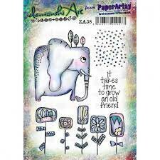 Rubber stamp olifant &amp; bloemen A5 p/st zinski art