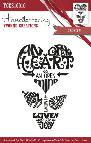Clear stamp handlettering groeien hart p/st