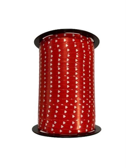 Krullint rood 4.8mm p/450mtr met wit hartje