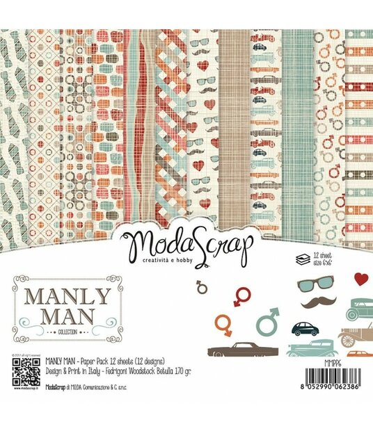 Paper pad 15x15cm Manly man p/12vel