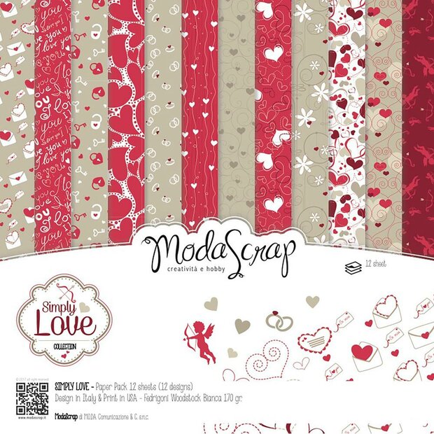 Paper pad 15x15cm  simply love p/12vel