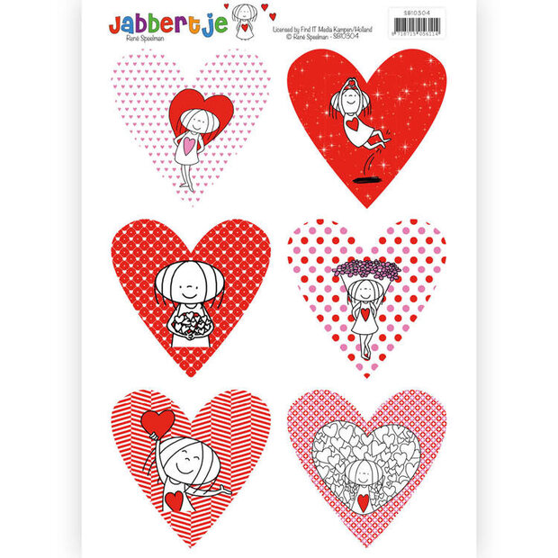Push out jabbertje hartjes A4 p/vel