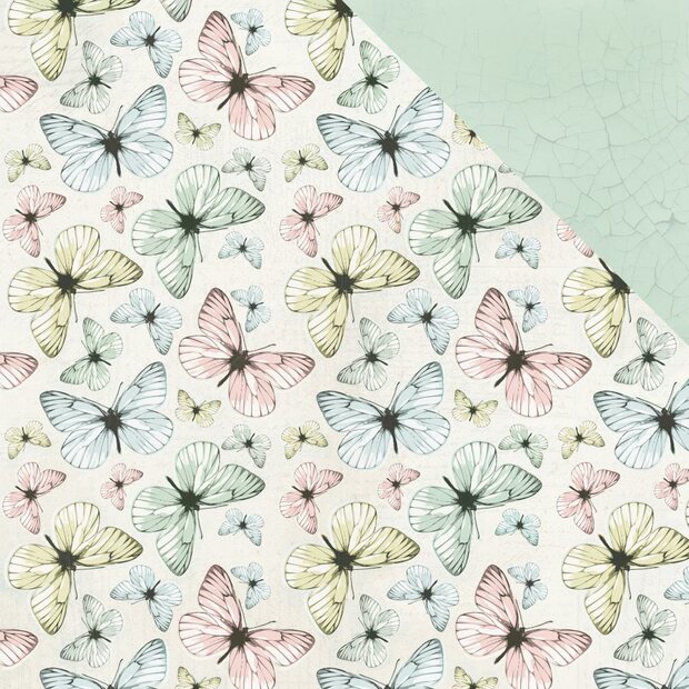 Scrappapier Fluttering fairy garden p/vel 30.5x30.5cm