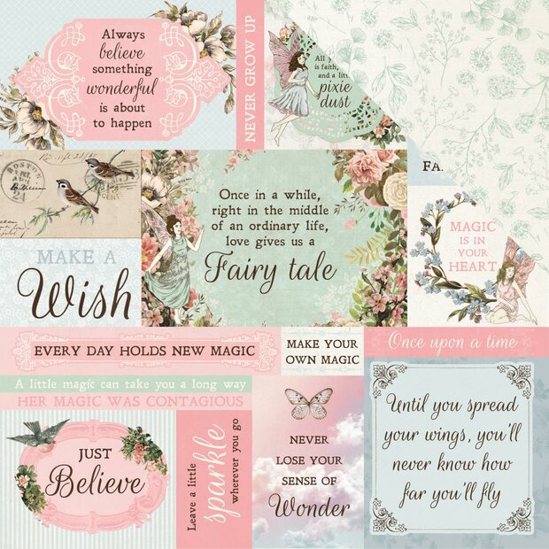 Scrappapier Wishes fairy garden p/vel 30.5x30.5cm